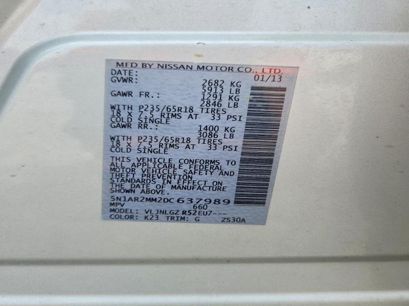 Продажа на аукционе авто 2013 Nissan Pathfinder, vin: 5N1AR2MM2DC637989, номер лота: 71052796