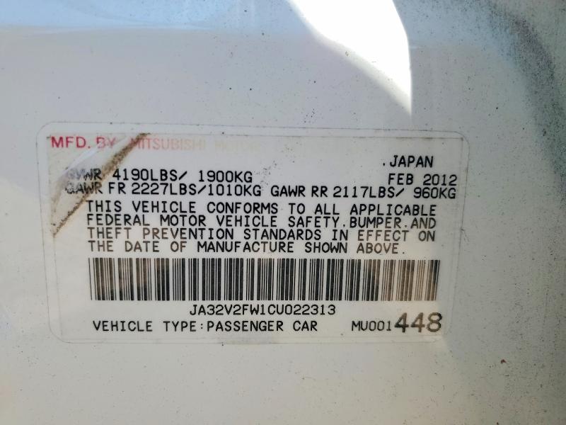 Aukcja sprzedaży 2012 Mitsubishi Lancer, vin: JA32V2FW1CU022313, numer aukcji: 68857496