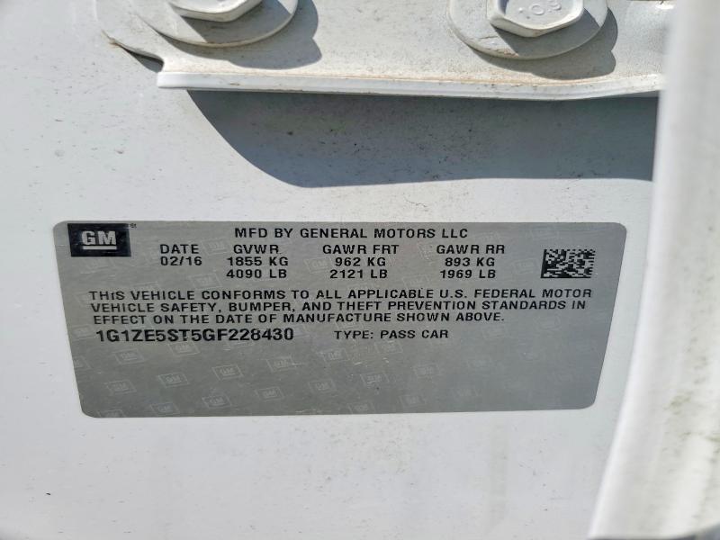 69189036 :رقم المزاد ، 1G1ZE5ST5GF228430 vin ، 2016 Chevrolet Malibu مزاد بيع