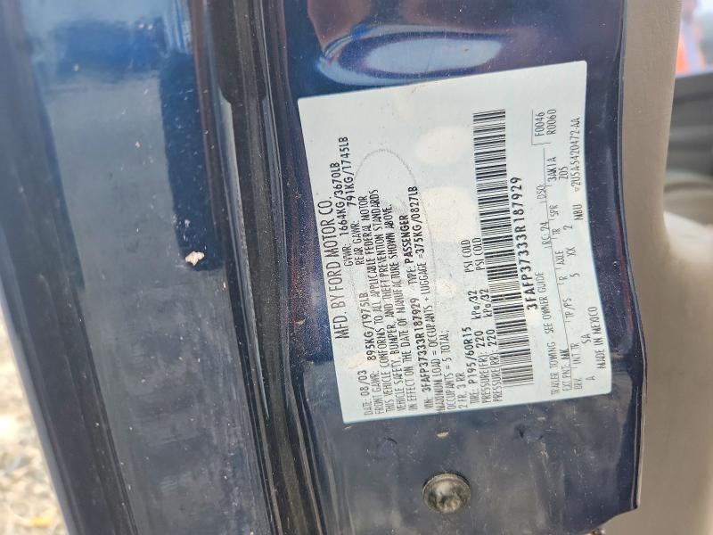 69630366 :رقم المزاد ، 3FAFP37333R187929 vin ، 2003 Ford Focus مزاد بيع