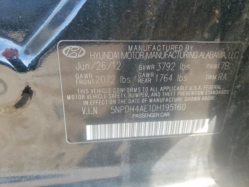 Aukcja sprzedaży 2013 Hyundai Elantra, vin: 5NPDH4AE1DH195160, numer aukcji: 70072866