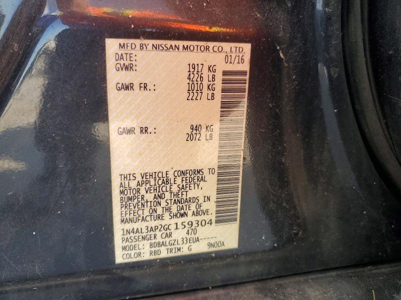 Auction sale of the 2016 Nissan Altima, vin: 1N4AL3AP2GC159304, lot number: 67917316