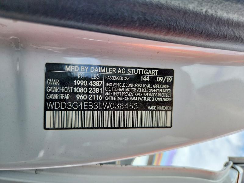 Aukcja sprzedaży 2020 Mercedes-benz A, vin: WDD3G4EB3LW038453, numer aukcji: 67674526