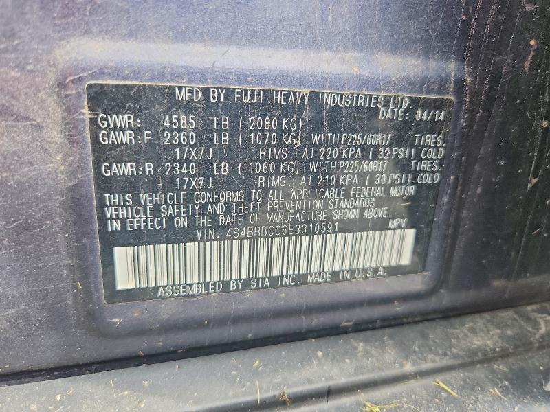 Aukcja sprzedaży 2014 Subaru Outback, vin: 4S4BRBCC6E3310591, numer aukcji: 69110216
