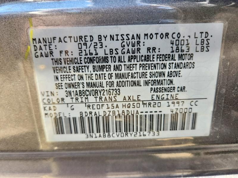 68547696 :رقم المزاد ، 3N1AB8CV0RY216733 vin ، 2024 Nissan Sentra مزاد بيع