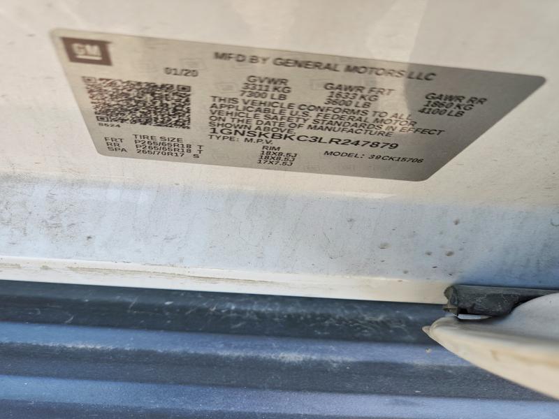 68737656 :رقم المزاد ، 1GNSKBKC3LR247879 vin ، 2020 Chevrolet Tahoe مزاد بيع