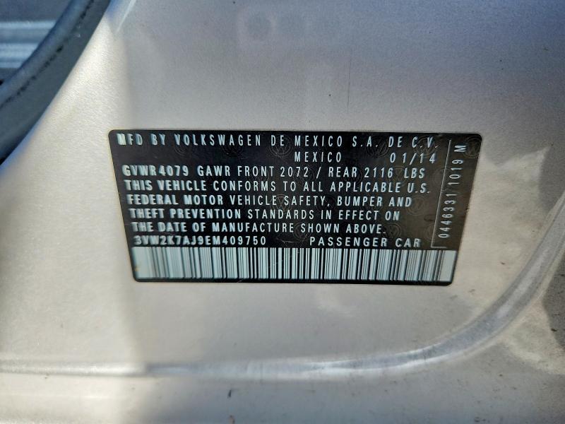 68858496 :رقم المزاد ، 3VW2K7AJ9EM409750 vin ، 2014 Volkswagen Jetta مزاد بيع