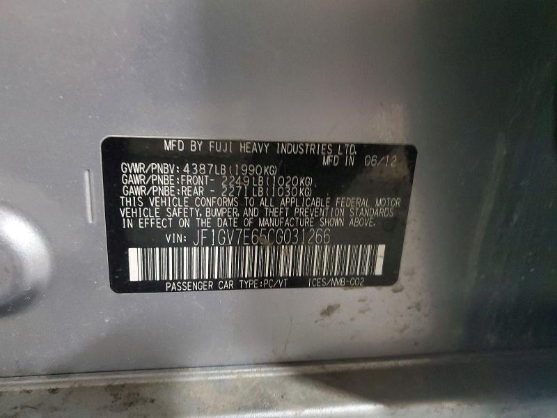 Продаж на аукціоні авто 2012 Subaru Impreza, vin: JF1GV7E65CG031266, номер лоту: 69984516