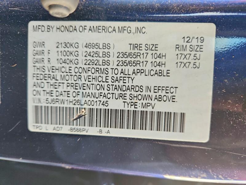 Продажа на аукционе авто 2020 Honda Cr-v, vin: 5J6RW1H26LA001745, номер лота: 68713856