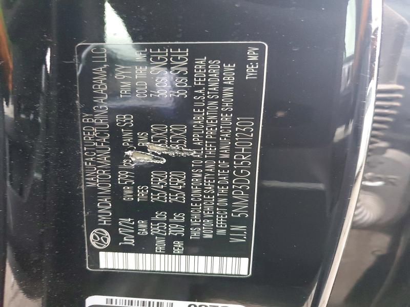 2024 Hyundai Santa Fe მანქანა იყიდება აუქციონზე, vin: 5NMP3DG15RH012301, აუქციონის ნომერი: 70149406