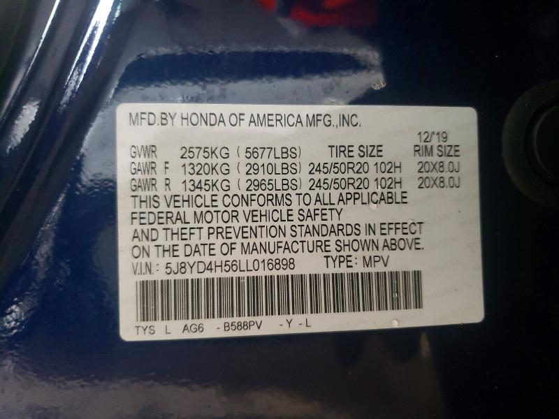 Aukcja sprzedaży 2020 Acura Mdx, vin: 5J8YD4H56LL016898, numer aukcji: 67010266