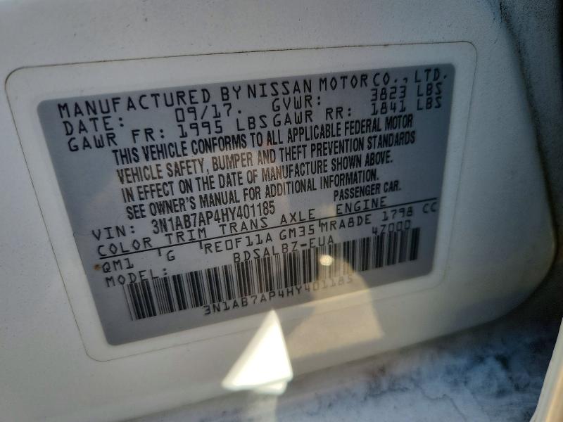 68661456 :رقم المزاد ، 3N1AB7AP4HY401185 vin ، 2017 Nissan Sentra مزاد بيع
