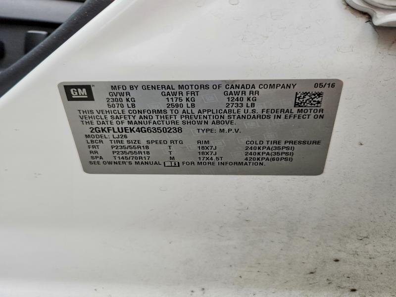 Продаж на аукціоні авто 2016 Gmc Terrain, vin: 2GKFLUEK4G6350238, номер лоту: 70110506