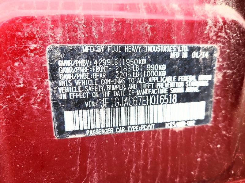 69639886 :رقم المزاد ، JF1GJAC67EH016518 vin ، 2014 Subaru Impreza مزاد بيع