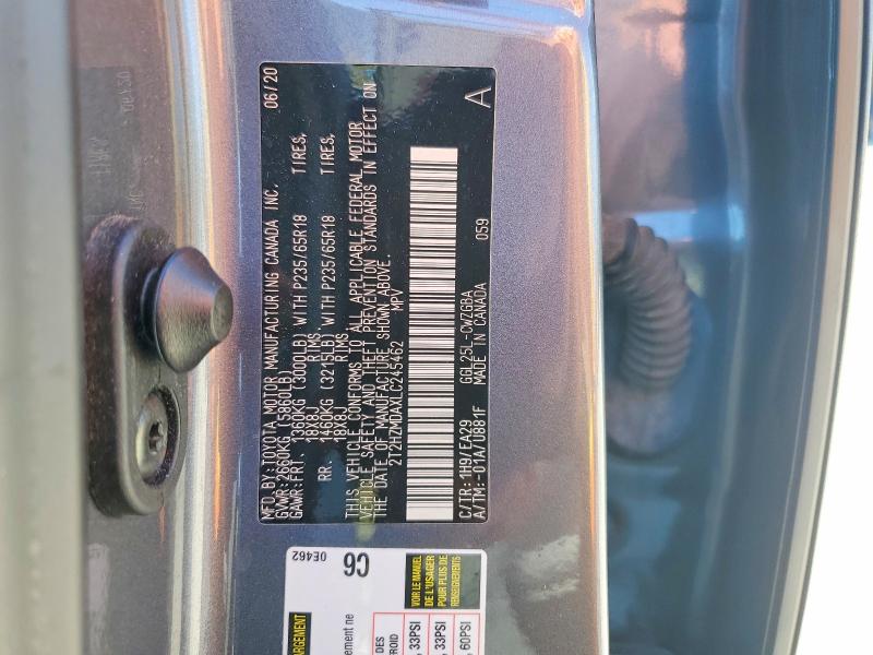 68973476 :رقم المزاد ، 2T2HZMDAXLC245462 vin ، 2020 Lexus Rx مزاد بيع