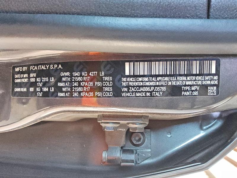 Aukcja sprzedaży 2018 Jeep Renegade, vin: ZACCJABB6JPJ35765, numer aukcji: 68228536