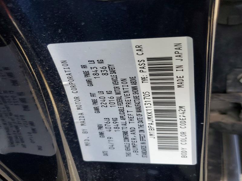 Aukcja sprzedaży 2019 Mazda 3, vin: JM1BPAJMXK1131705, numer aukcji: 70268266