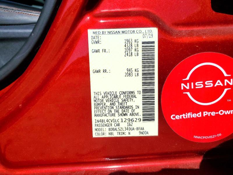 68867606 :رقم المزاد ، 1N4BL4CV1LC129629 vin ، 2020 Nissan Altima مزاد بيع