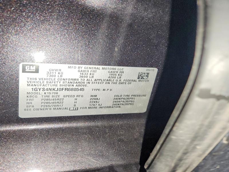 Aukcja sprzedaży 2015 Cadillac Escalade, vin: 1GYS4NKJ0FR680545, numer aukcji: 66558816