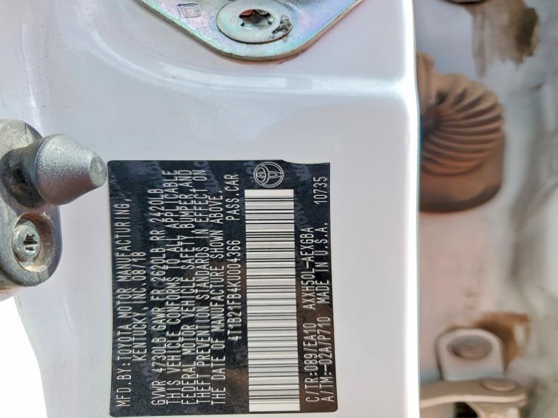 68835526 :رقم المزاد ، 4T1B21FB4KU004366 vin ، 2019 Toyota Avalon Hybrid مزاد بيع