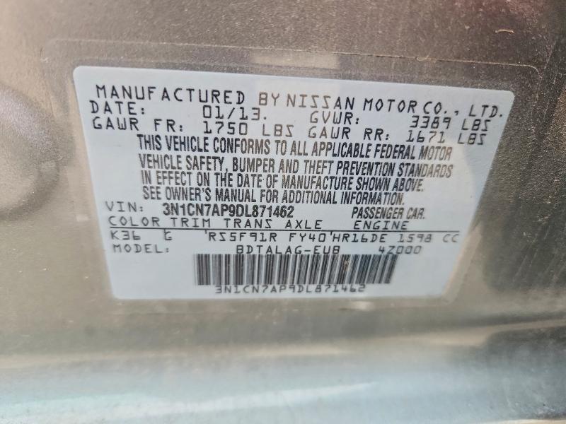 Aukcja sprzedaży 2013 Nissan Versa, vin: 3N1CN7AP9DL871462, numer aukcji: 66739776