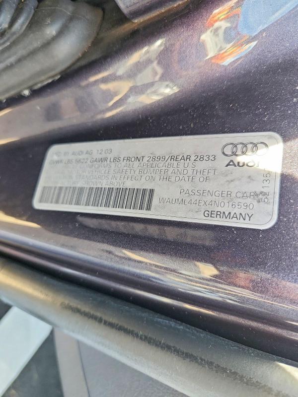 Продажа на аукционе авто 2004 Audi A8, vin: WAUML44EX4N016590, номер лота: 68017666
