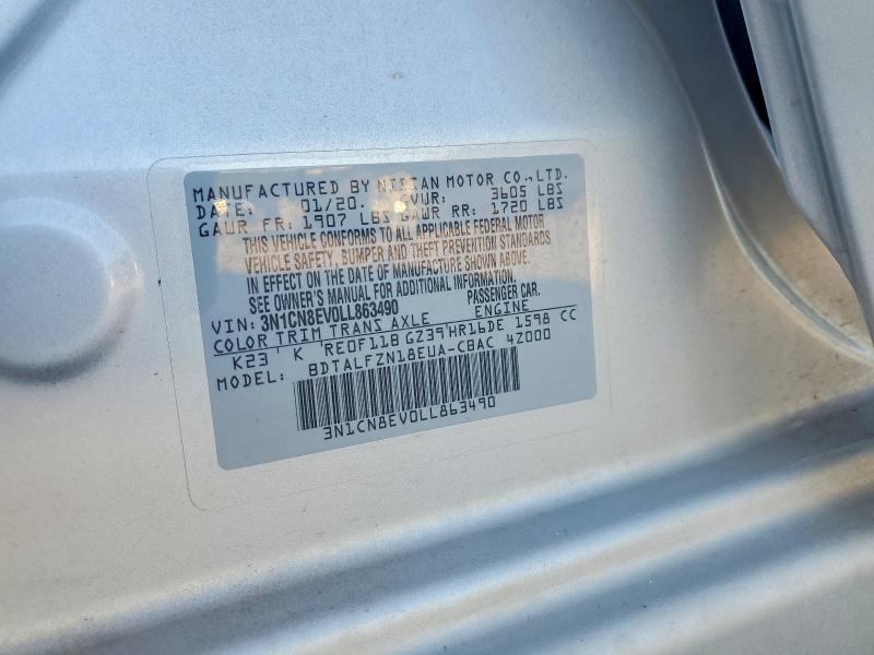 Продаж на аукціоні авто 2020 Nissan Versa, vin: 3N1CN8EV0LL863490, номер лоту: 69440706