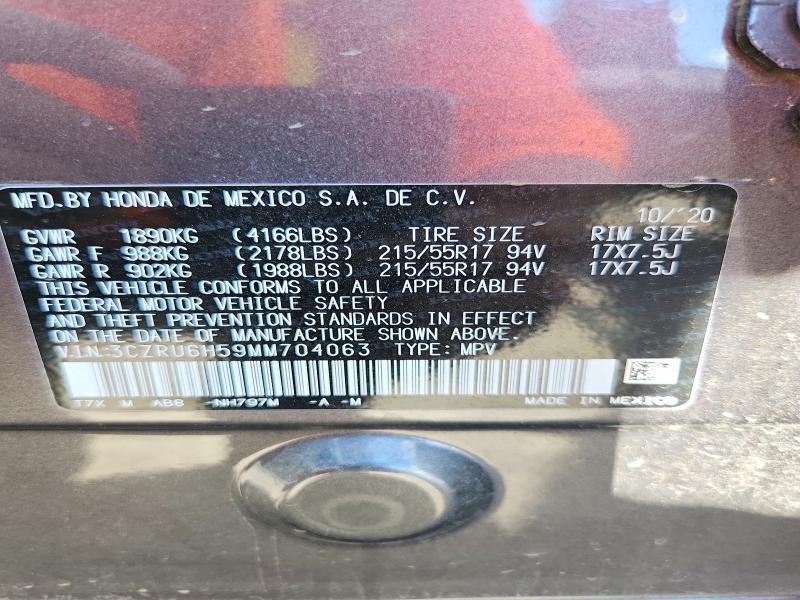 67344036 :رقم المزاد ، 3CZRU6H59MM704063 vin ، 2021 Honda Hr-v مزاد بيع