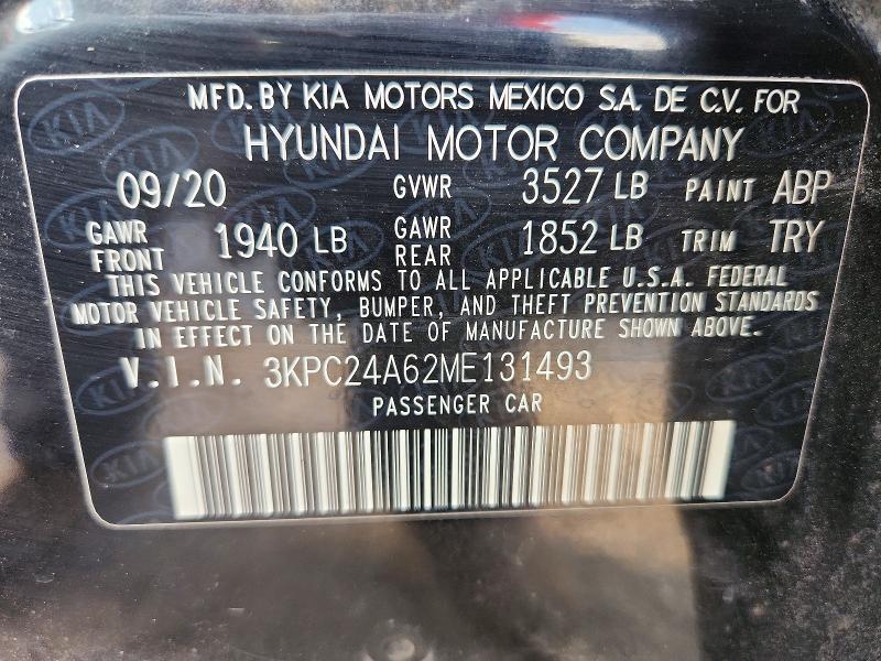 Продаж на аукціоні авто 2021 Hyundai Accent, vin: 3KPC24A62ME131493, номер лоту: 70554066