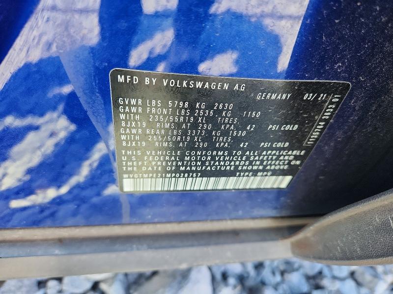 Aukcja sprzedaży 2021 Volkswagen Id.4, vin: WVGTMPE21MP028757, numer aukcji: 69004796