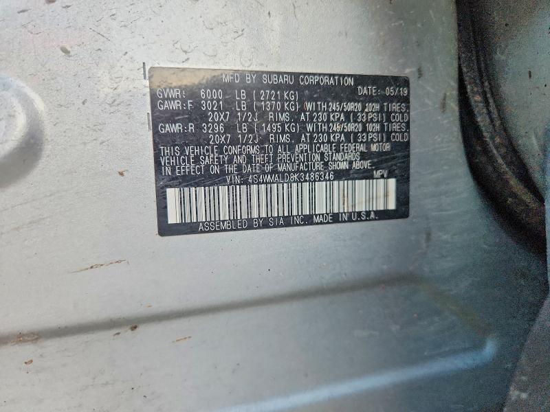 Продажа на аукционе авто 2019 Subaru Ascent, vin: 4S4WMALD8K3486346, номер лота: 68022126