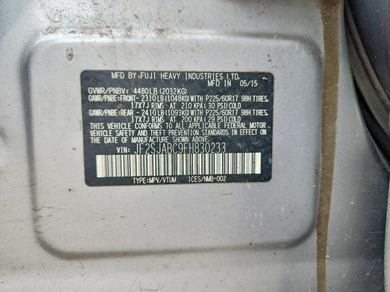 Aukcja sprzedaży 2015 Subaru Forester, vin: JF2SJABC9FH830233, numer aukcji: 68962536