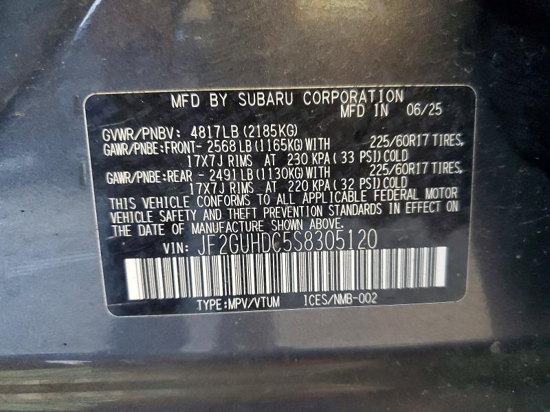 Aukcja sprzedaży 2025 Subaru Crosstrek, vin: JF2GUHDC5S8305120, numer aukcji: 67818106