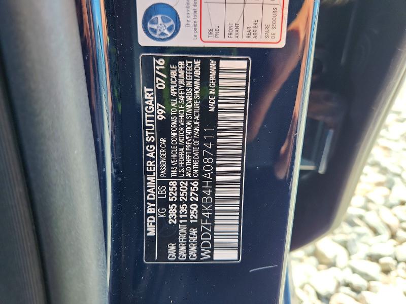 Aukcja sprzedaży 2017 Mercedes-benz E, vin: WDDZF4KB4HA087411, numer aukcji: 67756766