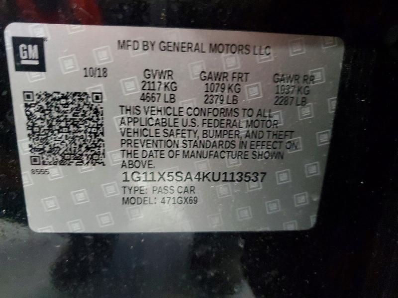 Продаж на аукціоні авто 2019 Chevrolet Impala, vin: 1G11X5SA4KU113537, номер лоту: 69571576