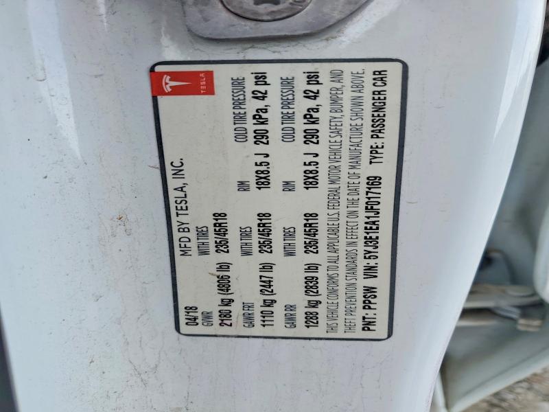 Продаж на аукціоні авто 2018 Tesla Model 3, vin: 5YJ3E1EA1JF017169, номер лоту: 65691286