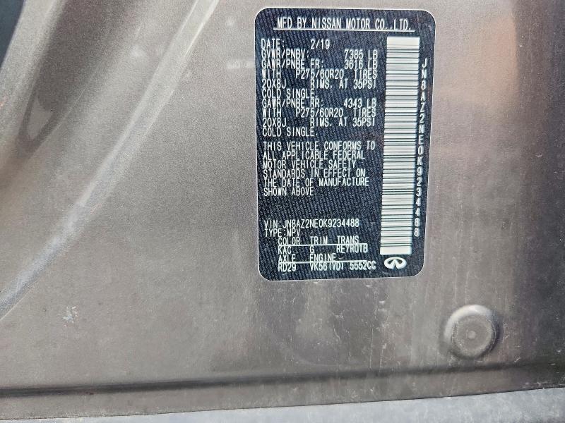 Aukcja sprzedaży 2019 Infiniti Qx80, vin: JN8AZ2NE0K9234488, numer aukcji: 66268626