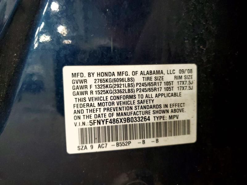 Продажа на аукционе авто 2009 Honda Pilot, vin: 5FNYF486X9B033264, номер лота: 70225226