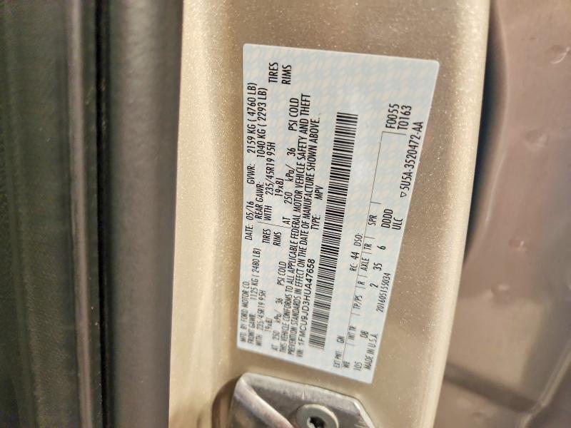68420606 :رقم المزاد ، 1FMCU9JD3HUA47658 vin ، 2017 Ford Escape مزاد بيع