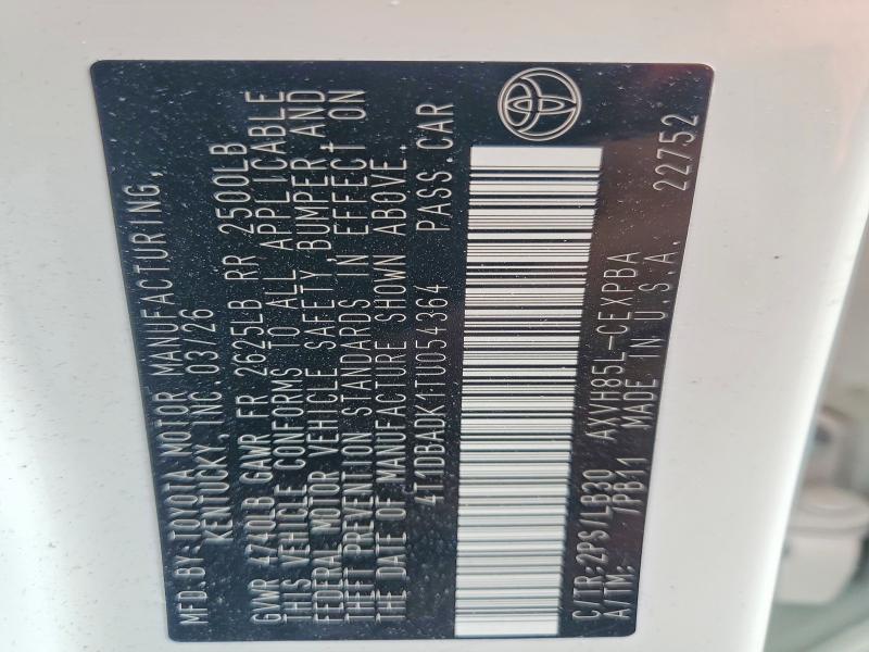 69159546 :رقم المزاد ، 4T1DBADK1TU054364 vin ، 2026 Toyota Camry مزاد بيع
