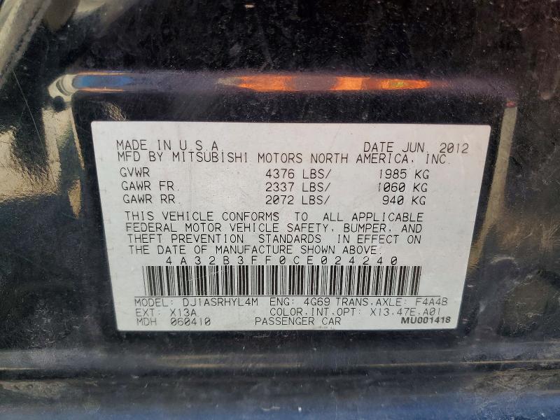 Aukcja sprzedaży 2012 Mitsubishi Galant, vin: 4A32B3FF0CE024240, numer aukcji: 70494736