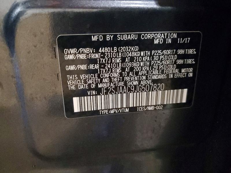 Продажа на аукционе авто 2018 Subaru Forester, vin: JF2SJAAC9JG507820, номер лота: 68159386