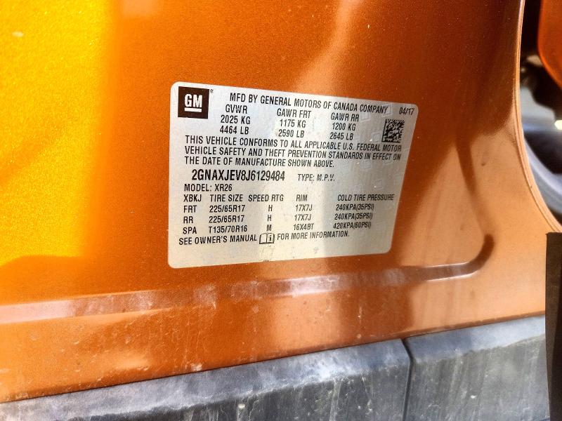 Продажа на аукционе авто 2018 Chevrolet Equinox, vin: 2GNAXJEV8J6129484, номер лота: 67825286