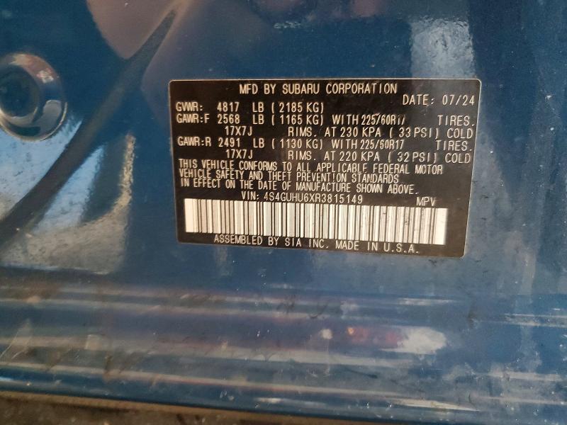 Aukcja sprzedaży 2024 Subaru Crosstrek, vin: 4S4GUHU6XR3815149, numer aukcji: 68237216