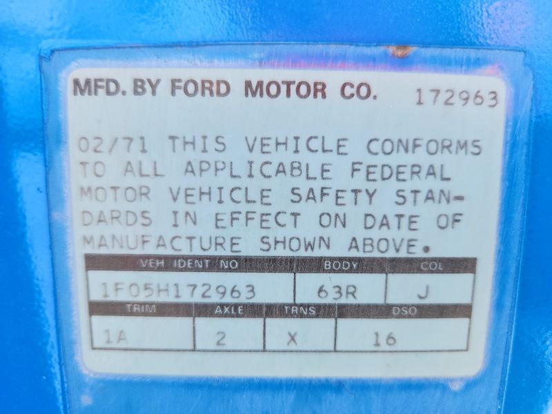 67739906 :رقم المزاد ، 1F05H172963 vin ، 1971 Ford Mustang مزاد بيع