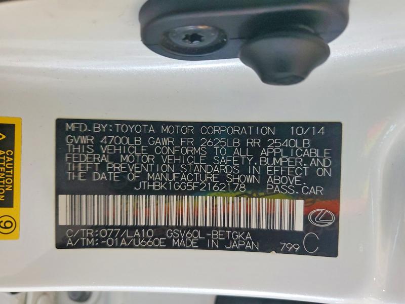 Aukcja sprzedaży 2015 Lexus Es, vin: JTHBK1GG5F2162178, numer aukcji: 70816586