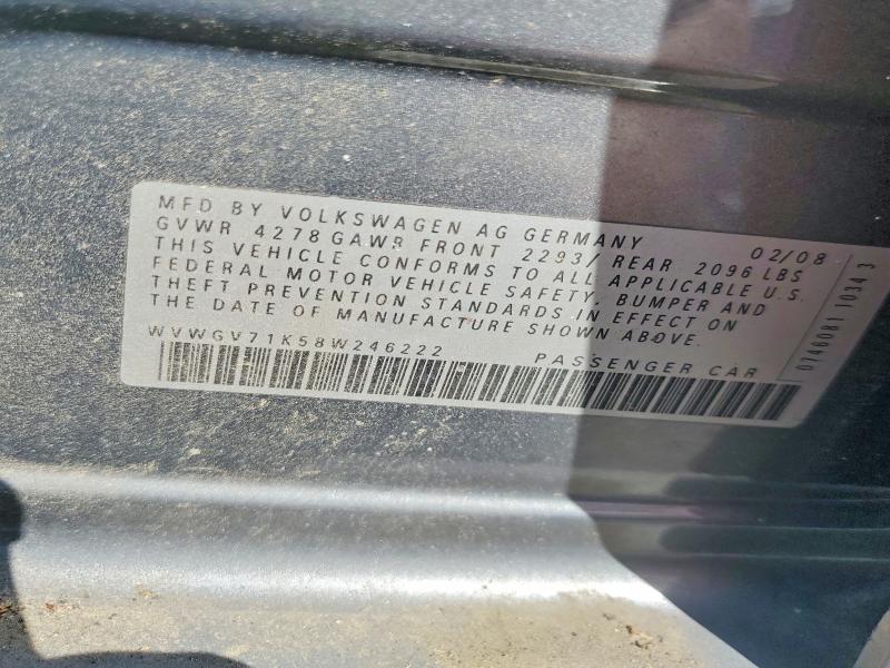 Aukcja sprzedaży 2008 Volkswagen Gti, vin: WVWGV71K58W246222, numer aukcji: 68411996