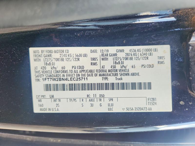 2020 Ford F250 მანქანა იყიდება აუქციონზე, vin: 1FT7W2BN4LEC25711, აუქციონის ნომერი: 69185346