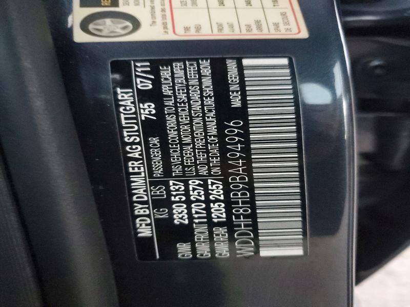 69110436 :رقم المزاد ، WDDHF8HB9BA494996 vin ، 2011 Mercedes-benz E مزاد بيع