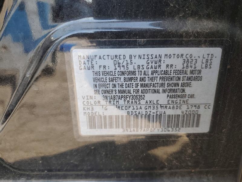 Продаж на аукціоні авто 2015 Nissan Sentra, vin: 3N1AB7AP8FY306352, номер лоту: 69706206